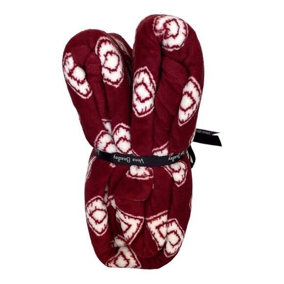 Vera Bradley Cardinal and White Geo Oversized XL Plush Throw Blanket - Picture 2 of 7